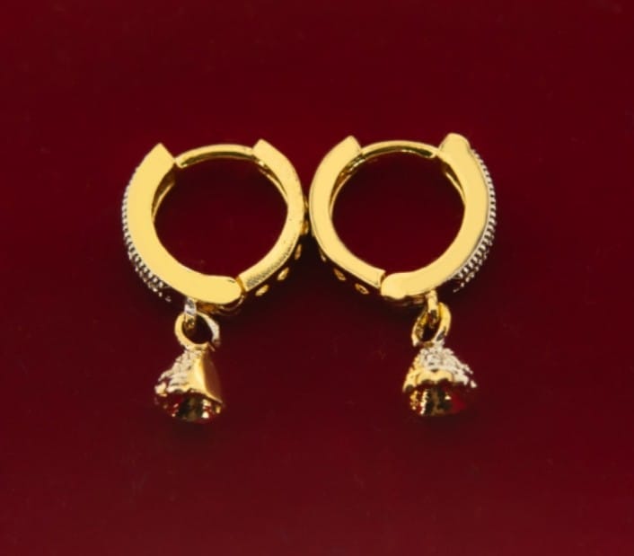 Dual Tone Gold & Silver Hoop Earring With Jumka