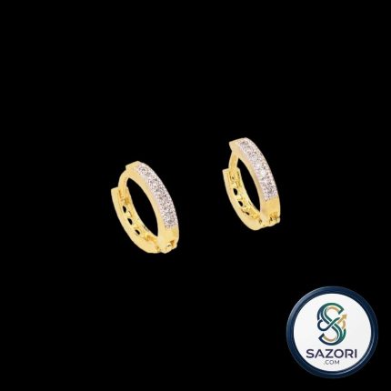 Brass gold and white plated AD stone hoop earrings