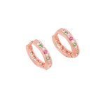 Rose Gold plated CZ stone hoop earrings