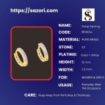 Brass gold and white plated CZ stone hoop earrings