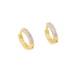 Brass gold and white plated CZ stone hoop earrings