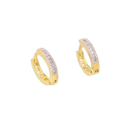 Brass gold and white plated CZ stone hoop earrings
