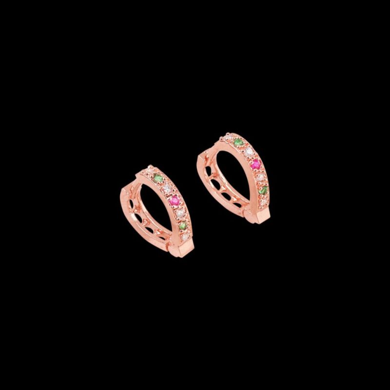 Rose Gold plated CZ stone hoop earrings