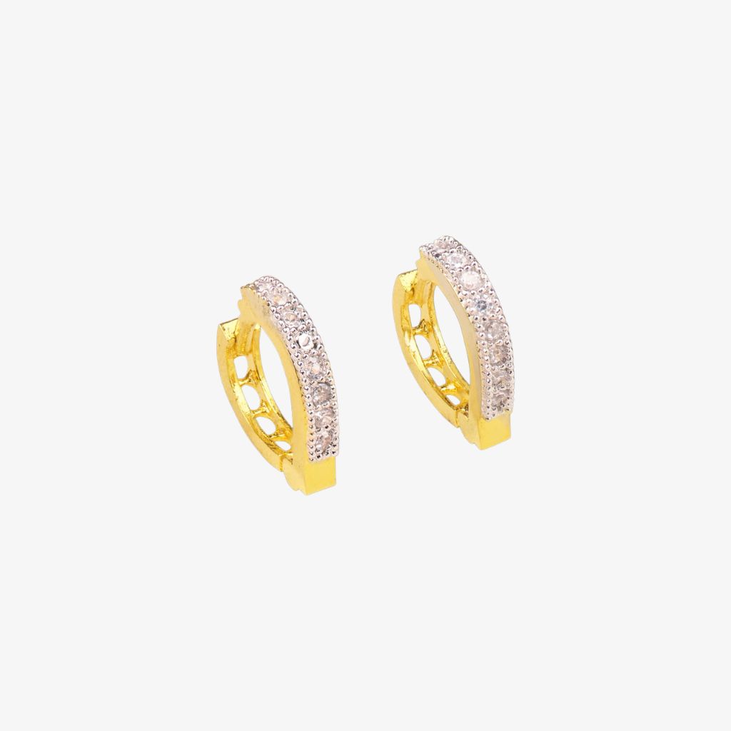 Gold & White Plated CZ Stone Hoop Earrings(B16WGw) Brass gold and white plated CZ stone hoop earrings