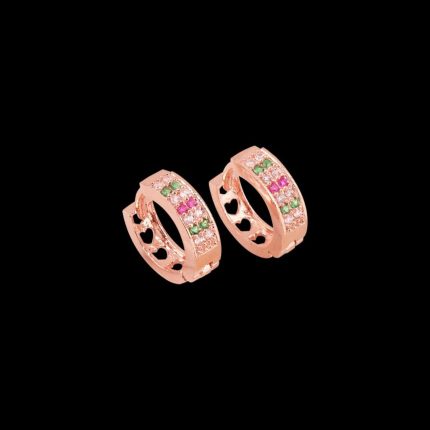 Rose Gold plated CZ stone hoop earrings