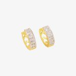 Brass gold and white plated CZ stone hoop earrings
