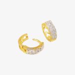 Brass gold and white plated CZ stone hoop earrings