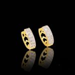 Brass gold and white plated CZ stone hoop earrings