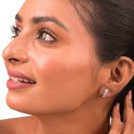 Brass gold and white plated CZ stone hoop earrings