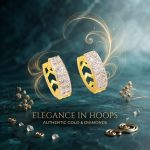 Brass gold and white plated CZ stone hoop earrings