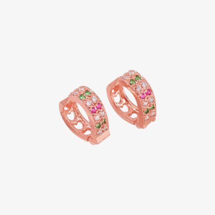 Rose Gold plated CZ stone hoop earrings