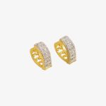Brass gold and white plated CZ stone hoop earrings