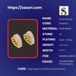 Brass gold and white plated CZ stone hoop earrings