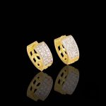 Brass gold and white plated CZ stone hoop earrings