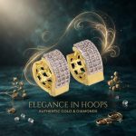 Brass gold and white plated CZ stone hoop earrings