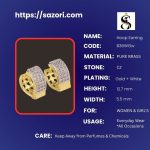 Brass gold and white plated CZ stone hoop earrings