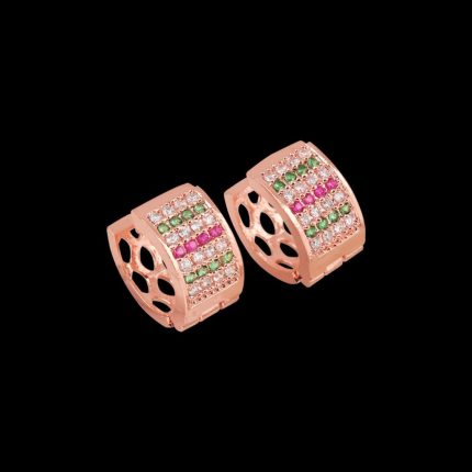 Rose Gold plated CZ stone hoop earrings