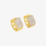 Brass gold and white plated CZ stone hoop earrings
