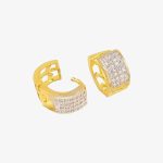 Brass gold and white plated CZ stone hoop earrings