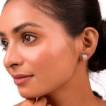 Brass gold and white plated CZ stone hoop earrings