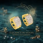 Brass gold and white plated CZ stone hoop earrings