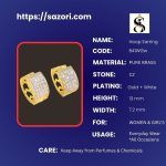 Brass gold and white plated CZ stone hoop earrings