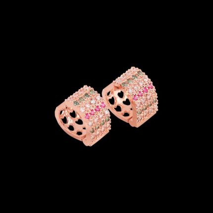 Rose Gold plated CZ stone hoop earrings