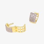 Brass gold and white plated CZ stone hoop earrings