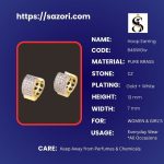 Brass gold and white plated CZ stone hoop earrings