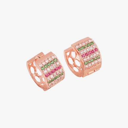 Rose Gold plated CZ stone hoop earrings