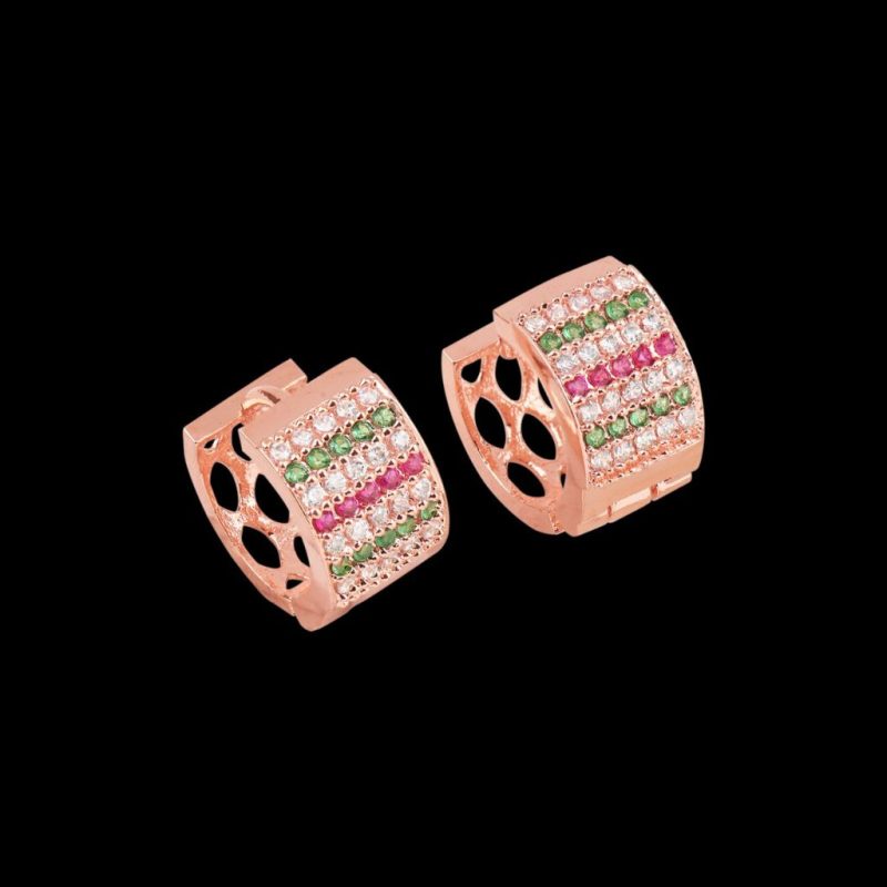 Rose Gold plated CZ stone hoop earrings
