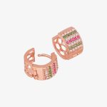 Rose Gold plated CZ stone hoop earrings