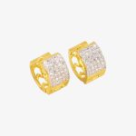 Brass gold and white plated CZ stone hoop earrings