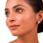 Brass gold and white plated CZ stone hoop earrings