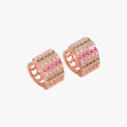 Rose Gold plated CZ stone hoop earrings