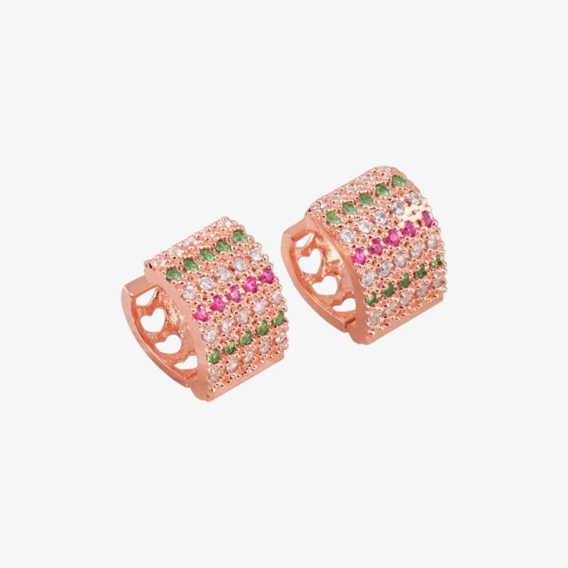 Rose Gold plated CZ stone hoop earrings