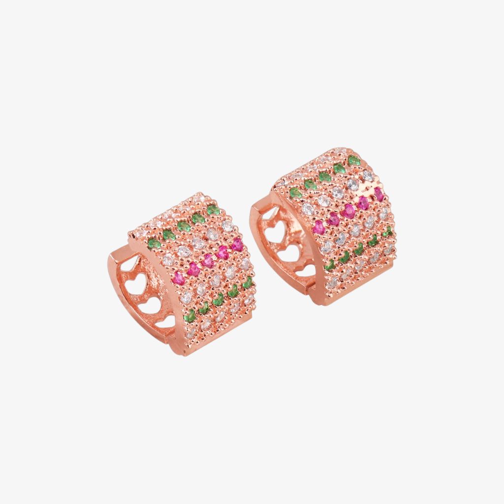 Rose Gold plated CZ stone hoop earrings