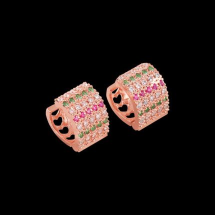 Rose Gold plated CZ stone hoop earrings