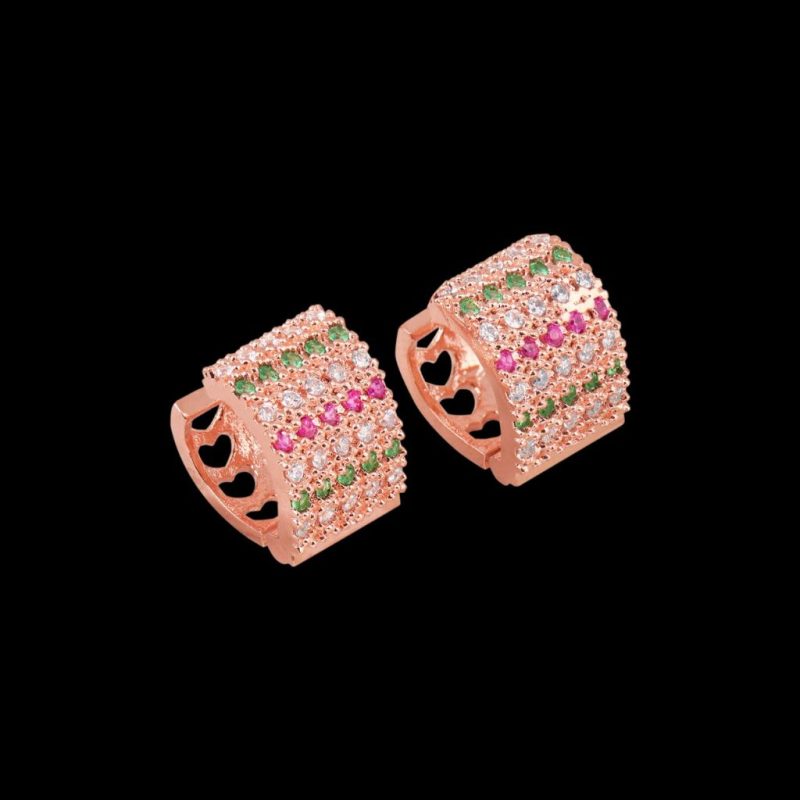 Rose Gold plated CZ stone hoop earrings