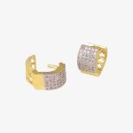 Brass gold and white plated CZ stone hoop earrings