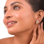 Brass gold and white plated CZ stone hoop earrings