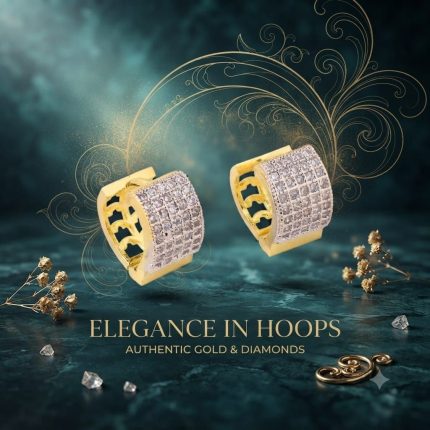 Brass gold and white plated CZ stone hoop earrings
